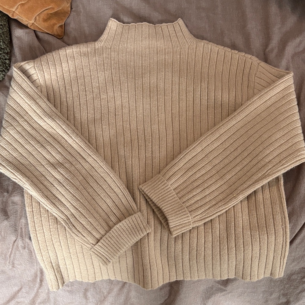 Cozy Ribbed Tan Sweater